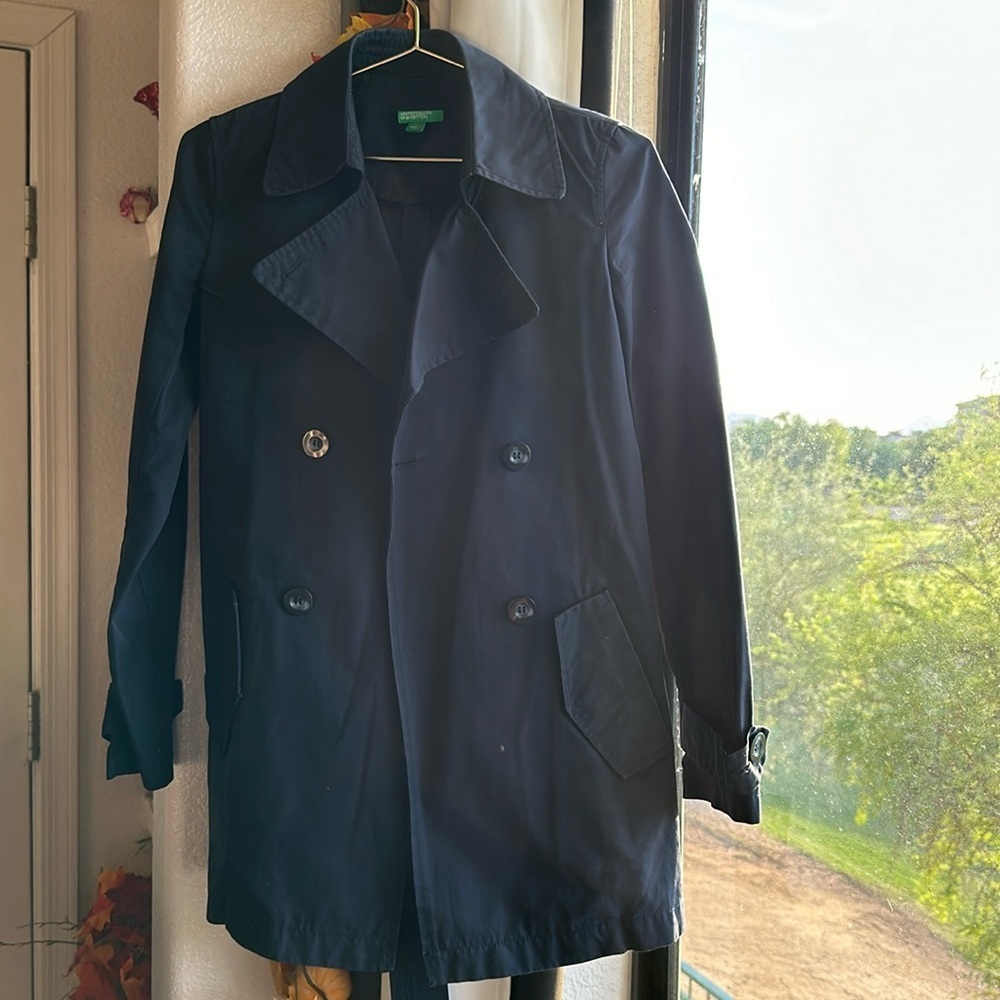 United Colors of Benetton Navy Mid Trench Coat Women’s 38 / XS / 2